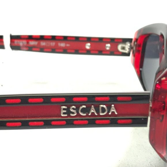 Escada Sunglasses E1270 NRY Black Red Rectangular Frames with Blue Lenses main image 7